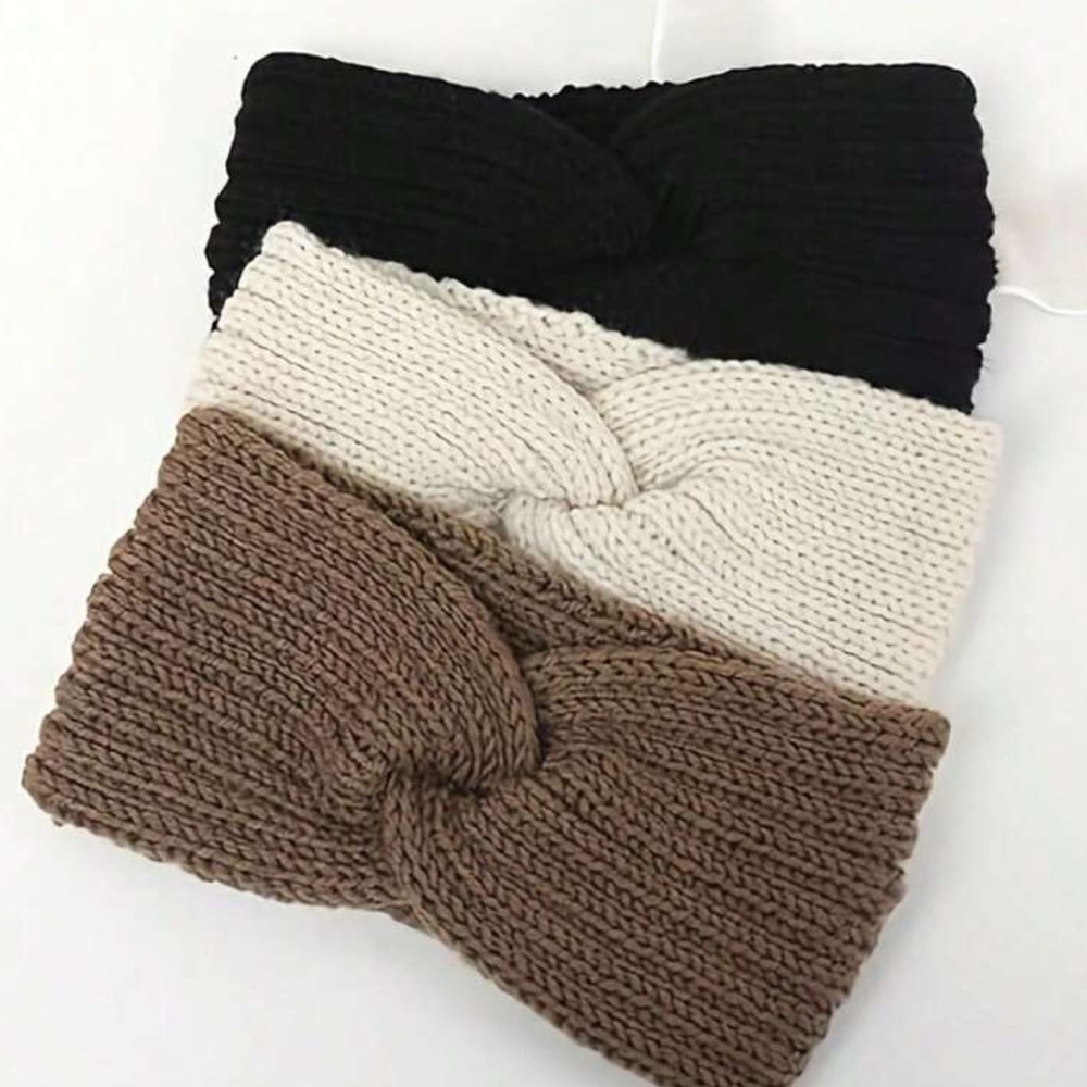 🌹 Pick Your Color - Stylish Knitted Headbands - Black, Cream or Brown - Picture 2 of 6